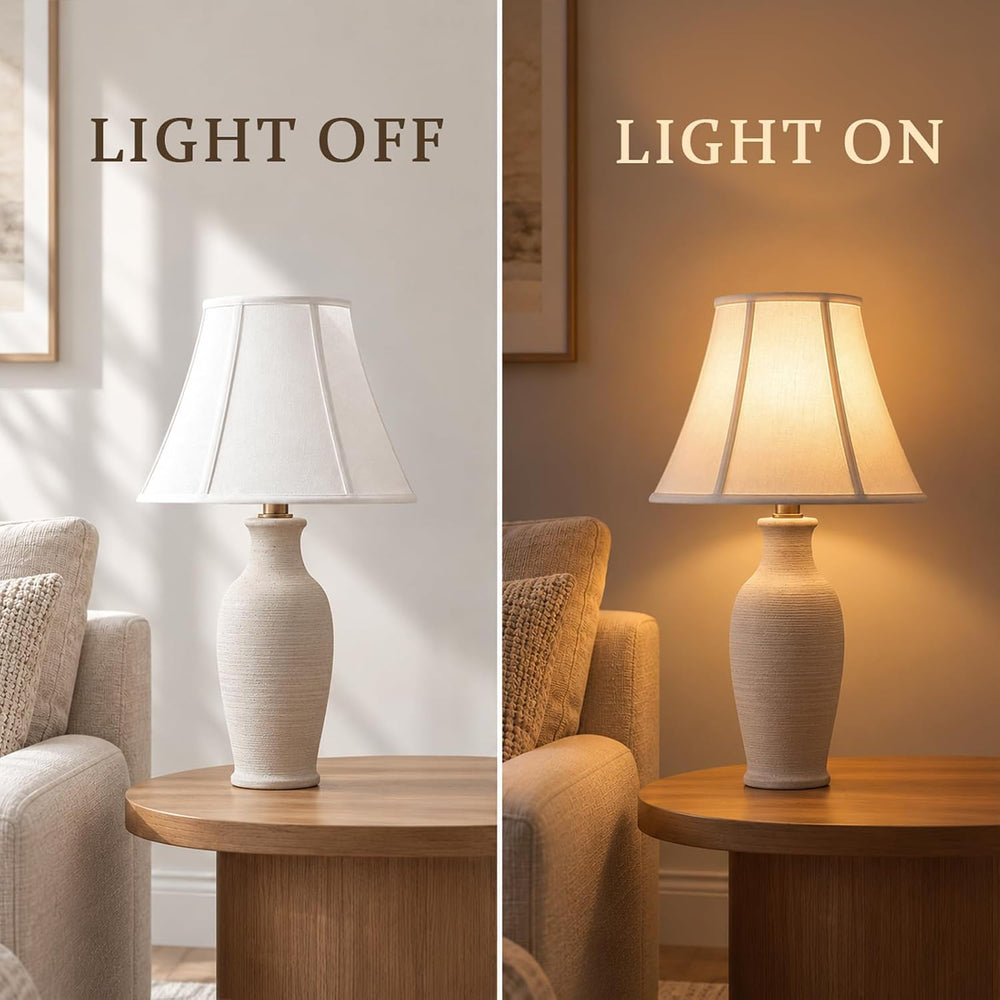 White Bell Lamp Shades Set of 2, 6.7" Top x 13" Bottom x 10" H...