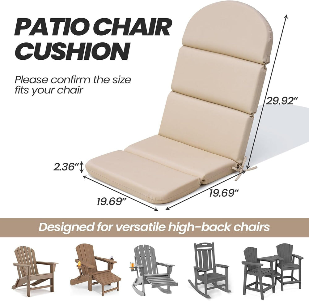 50x19.6 In Adirondack Chair Cushion Set of 2, Outdoor Chair Cushion