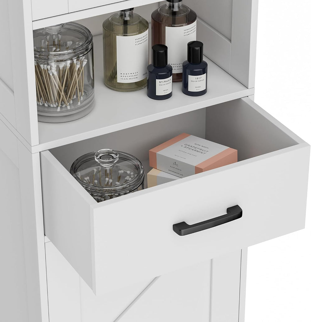 Homhedy 67" H Tall Bathroom Storage Cabinet with 2 Barn Doors and 1 Draw...