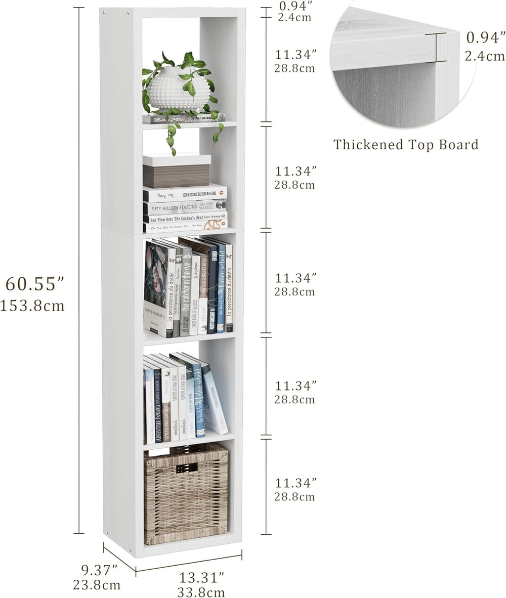 Tall Cube Storage Organizer Bookcase, 5 Tier 11 inch Open Back Cubical Shelf ...