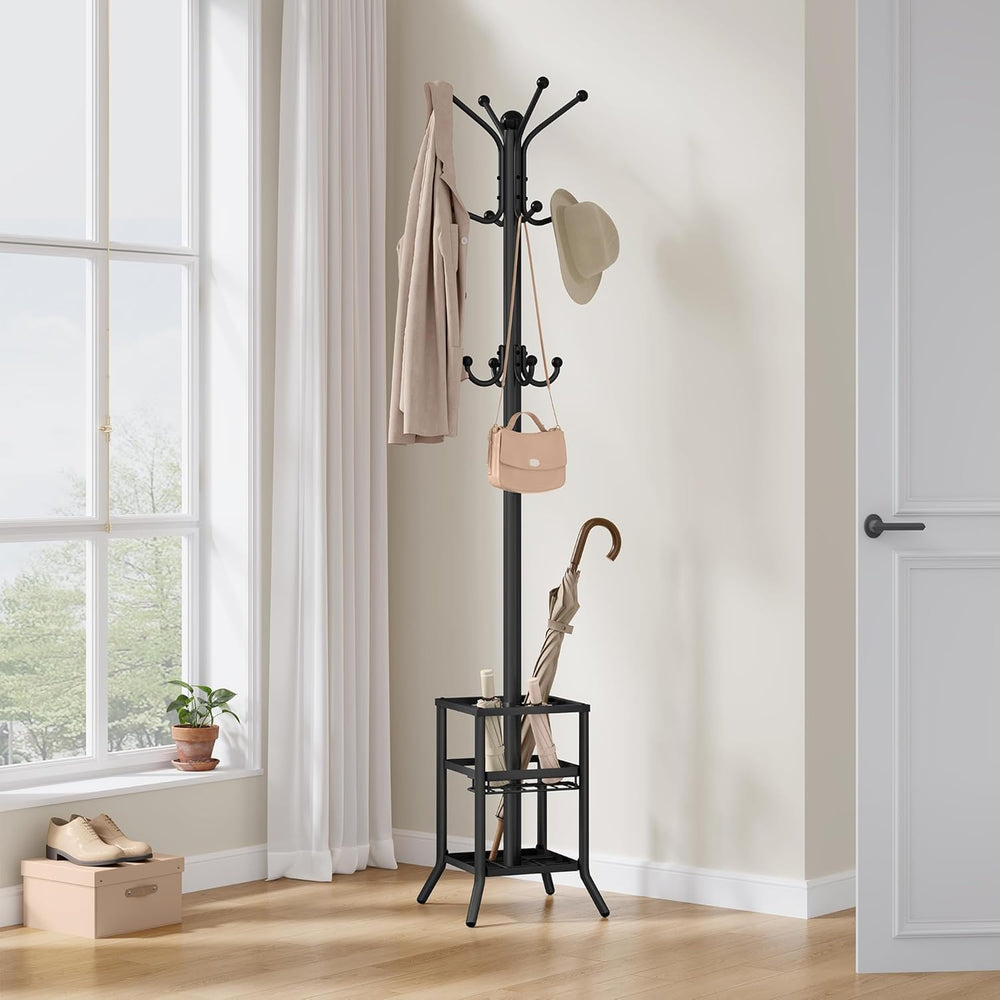FAVOOSTY Coat Rack Freestanding,Coat Rack Stand with Umbrella Holder,Metal Co...