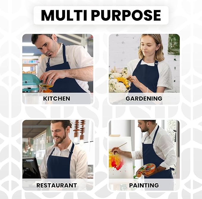 Adjustable Bib Apron 100% Polyester Kitchen Aprons Waterdrop Resistant Aprons