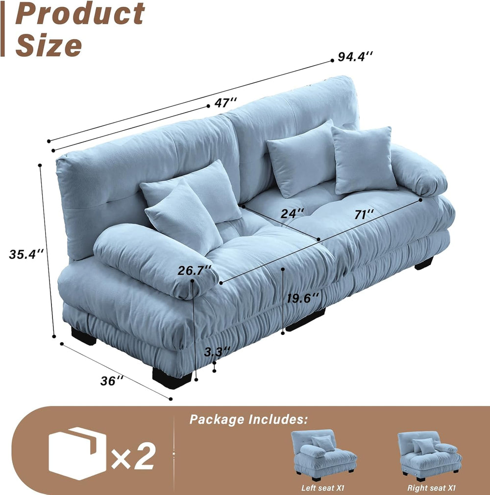 Modern Living Room Velvet Recliner Sofa, Loveseat Sofa for Apartment, Solid W...