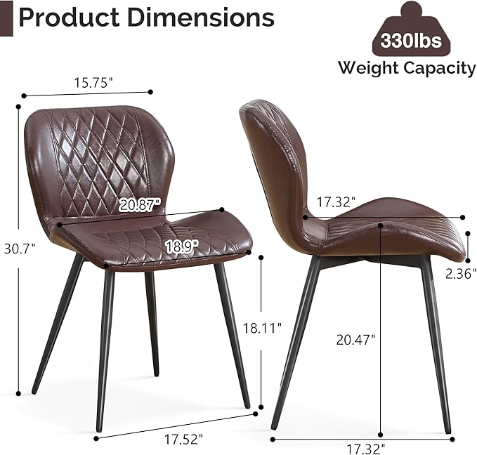 Dining Chairs Set of 2, Comfy Modern Dining Chairs with Thick Cushions, Uphol...