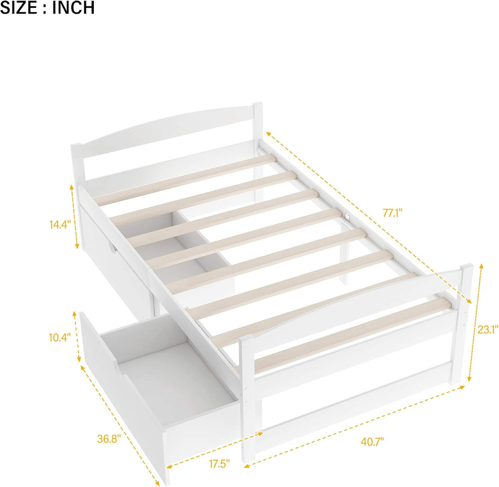 Merax Multifunctional Wood Daybed with Drawers Sofa Storage Bed with Headboar...