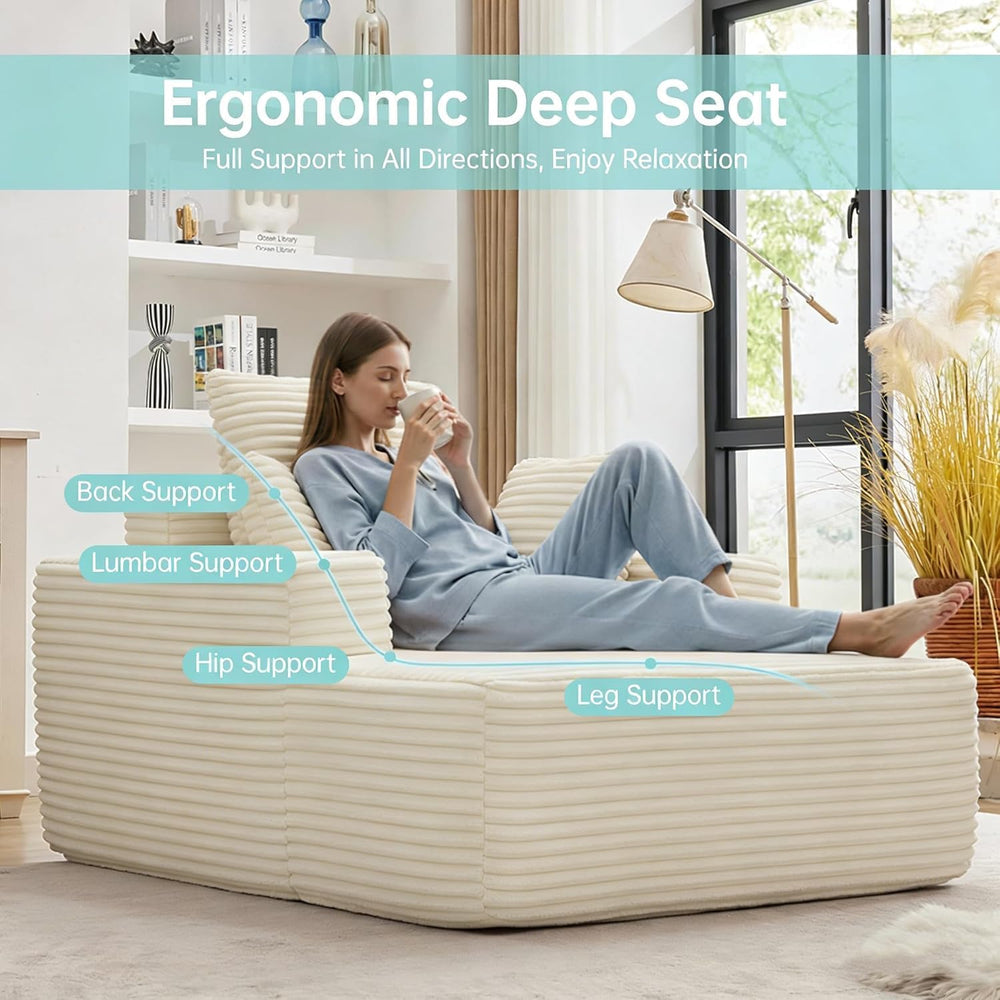 Boneless Chaise Lounge Chair, 54" Oversized Cloud Couch Sofa with Deep S...