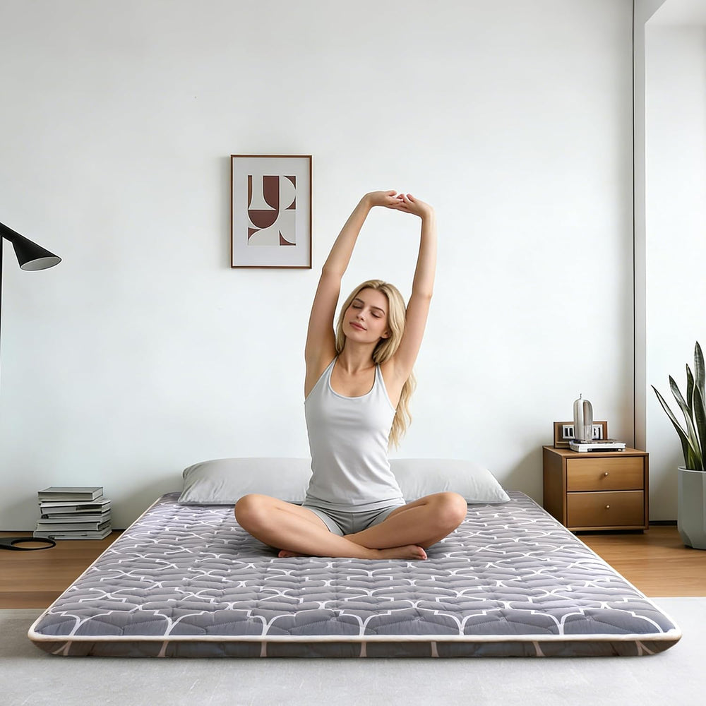 6th Generation Japanese Floor Futon Mattress - Extra-Thick 9-Layer Modern Fut...
