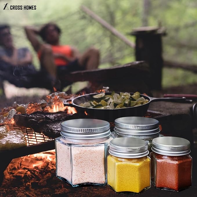 Magnetic Spice Jars Combo Pack 29 Pack Refrigerator Hexagon Glass Spice Jar