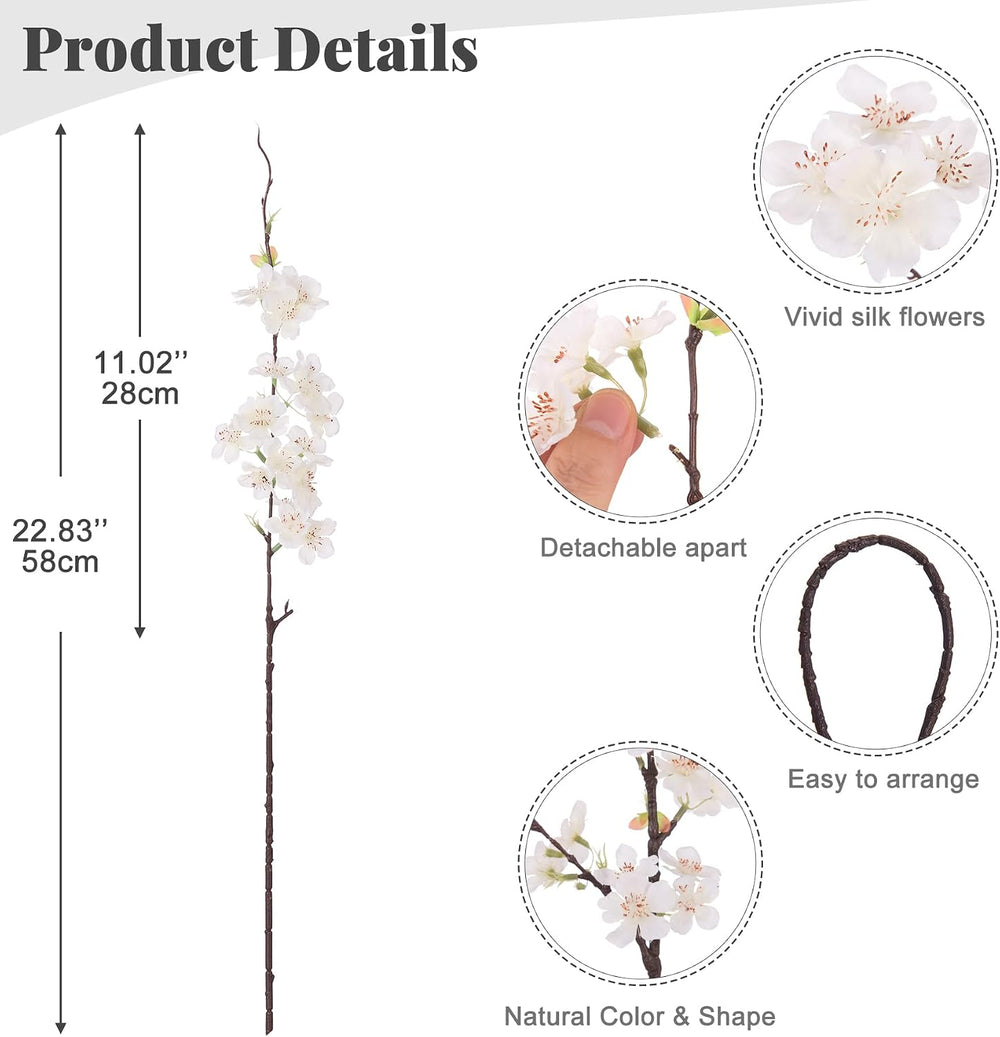 INXUGAO Artificial Cherry Blossom Branches Decor 12 PCS Fake Flowers Indoor