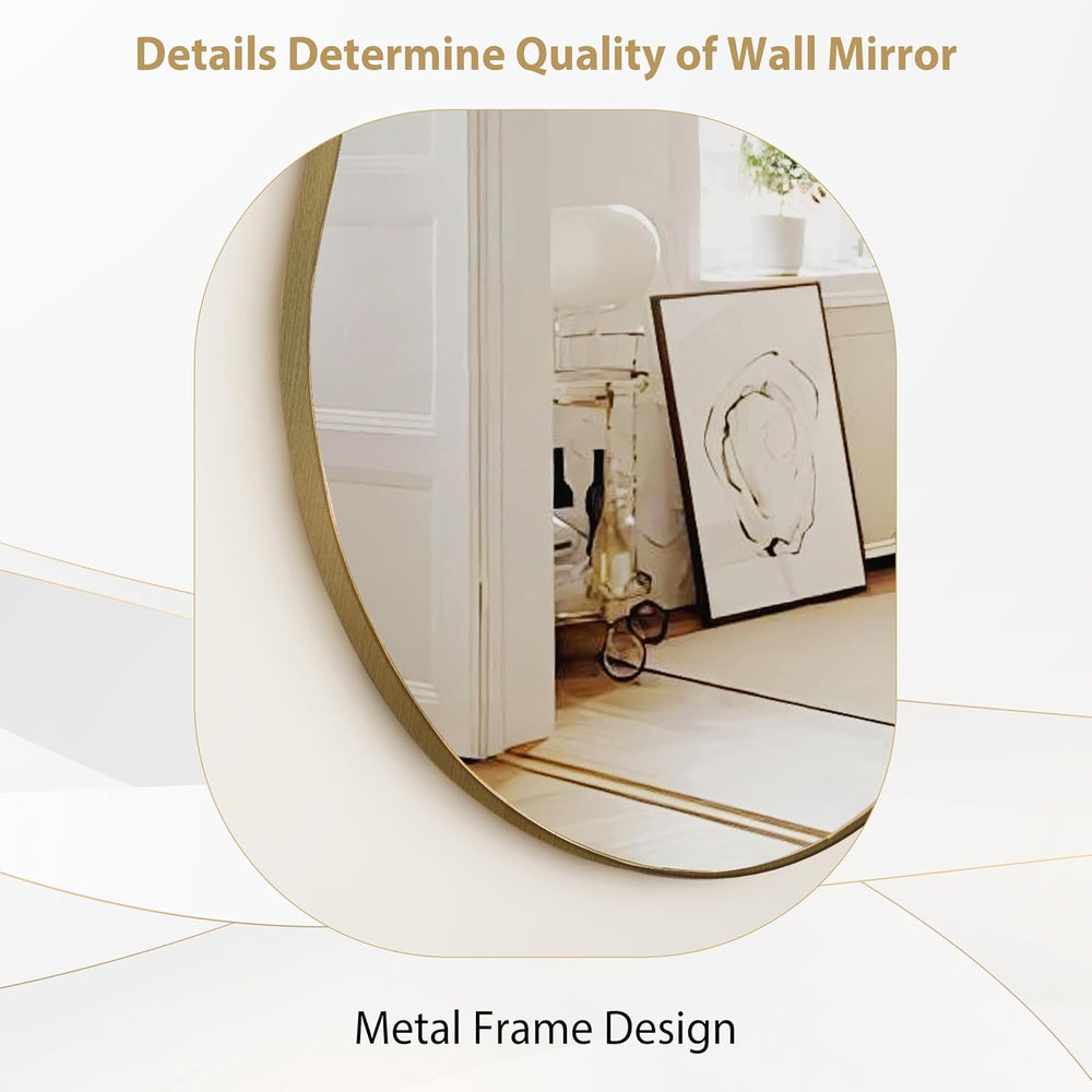 SHYFOY Irregular Wall Mirror Decorative,20"x36" Antique-Gold Mirror