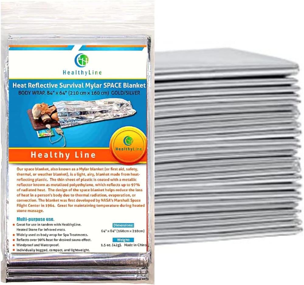 HealthyLine Emergency Mylar Thermal Sleeping Blanket, 50-Pack