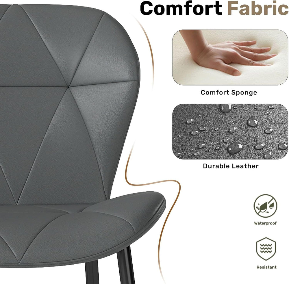 Diamond Dining Chairs Set of 4 PU Leather for Kitchen (Gray)