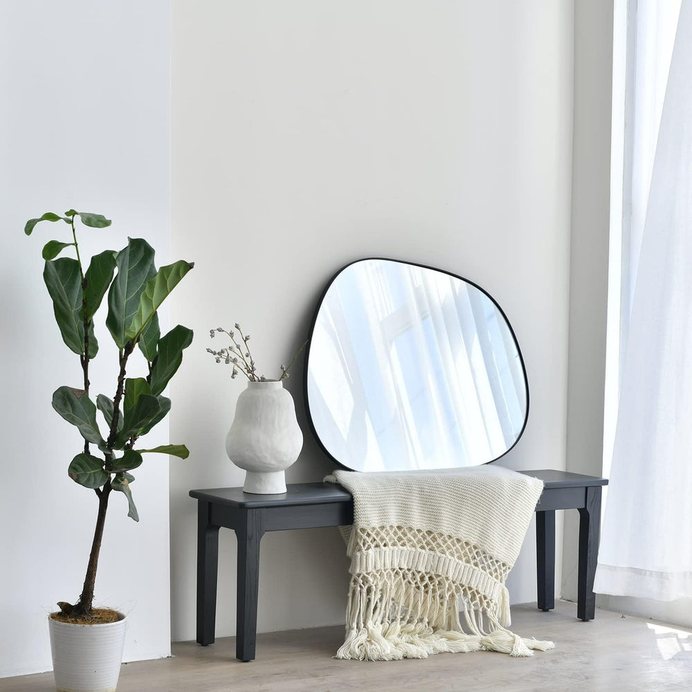 ELEHUME Asymmetrical Wall Mirror for Decor 17.5"*22.5", Modern Blac...