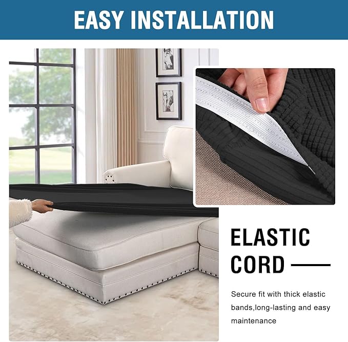 H.VERSAILTEX Super Stretch Individual Chaise Cover Sectional Couch Covers