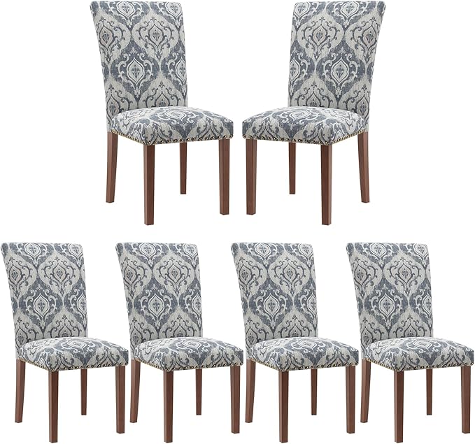 Stylish Dining Chairs Set of 6, Upholstered Parsons Dining Room Chair with Na...