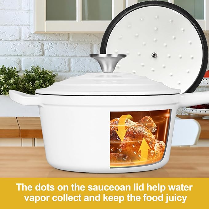 HaSteeL 1 QT Cast Iron Saucepan, Mini Enamel dutch oven