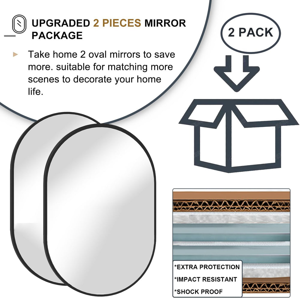 Oval Bathroom Mirror Capsule Wall Vanity Mirror, 2 Pieces 20"x30" P...
