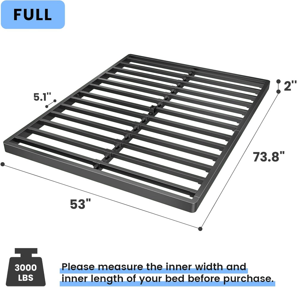 Superay 2 Inch Full Box Spring Low Profile Metal Bed Base, Easy Assembly