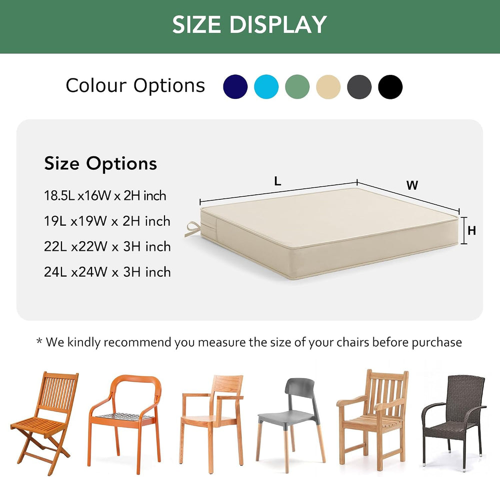 Outdoor Chair Cushions Set of 4: Waterproof & Fade Resistant Deep Seat Cu...