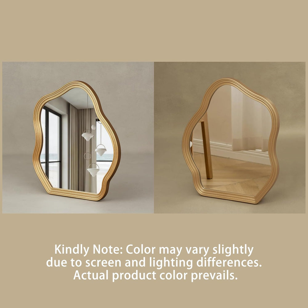SHYFOY Antique Gold Wall Mirror, Asymmetrical Mirror for Wall Decor