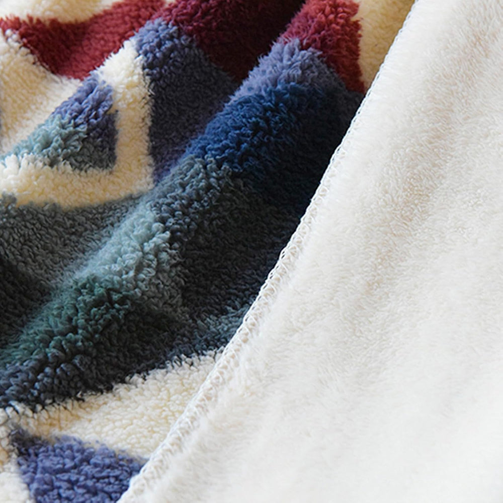 UKELER Boho Sherpa Fleece Blanket 80'' ร 90'', Ultra Soft Azt...