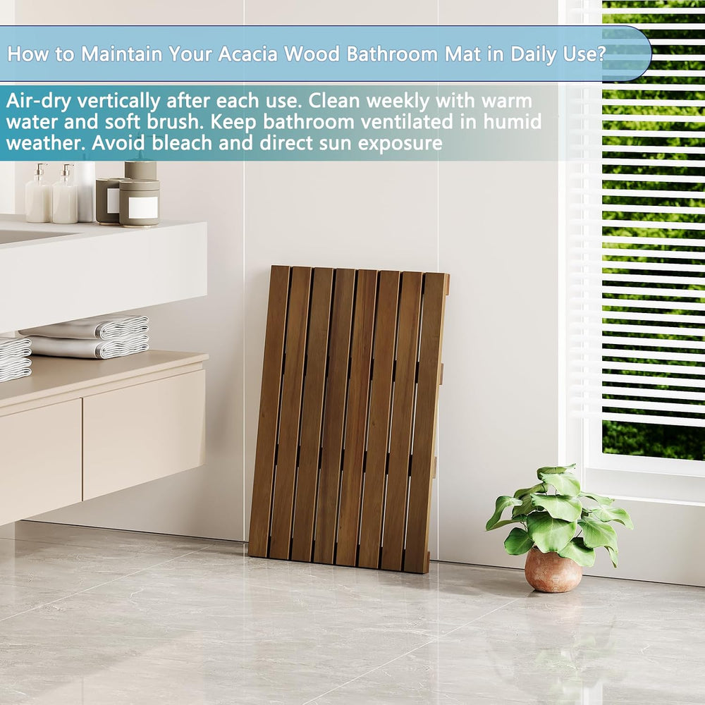 Wood Shower Mat Bath Mat Wooden Bathroom Mat Spa Shower Floor Mat (Large) | 1...