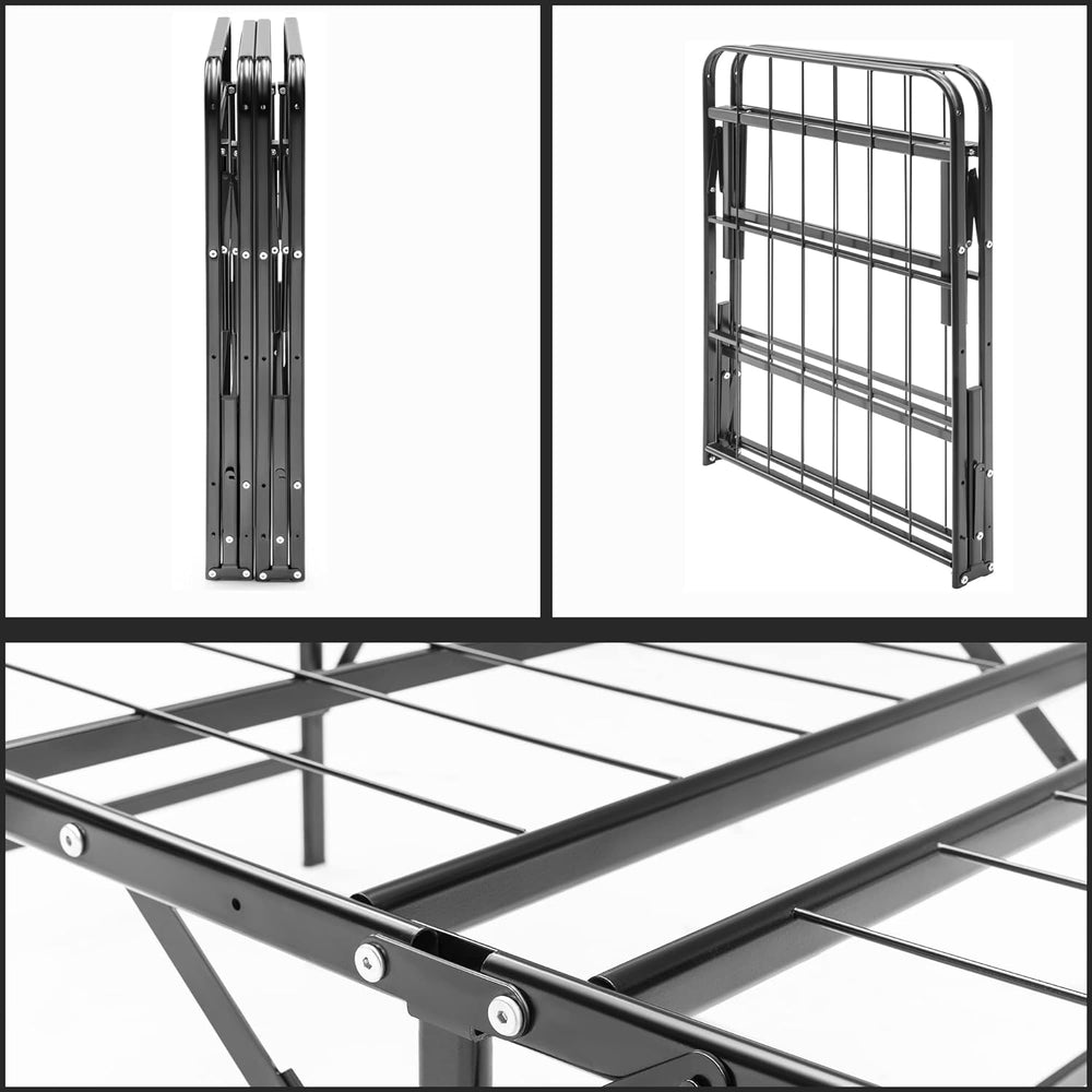Nutan, 14-Inch Foldable Metal Platform Bed Frame with Tool Free Setup, Sturdy...