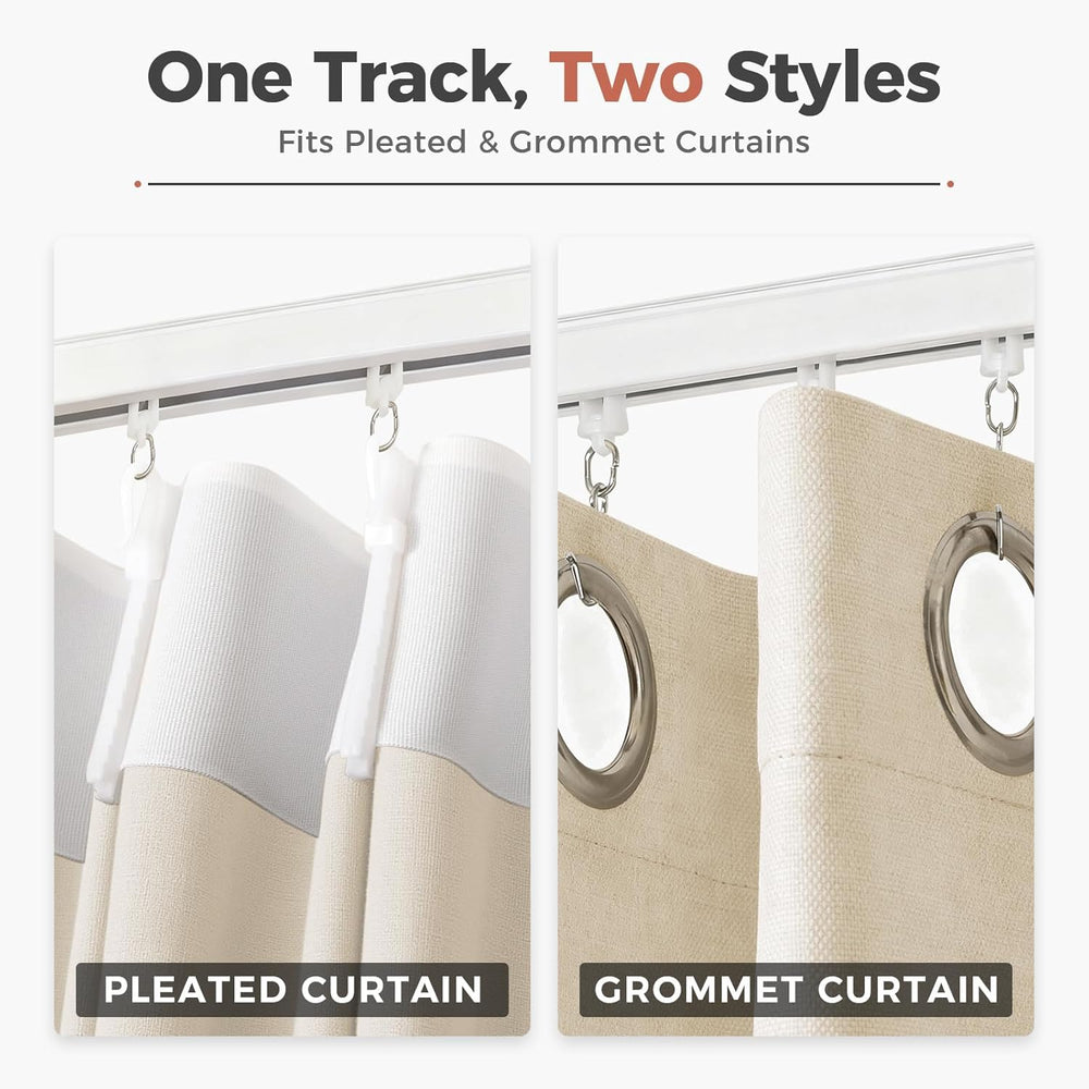 ChadMade Aluminum Ceiling Curtain Track Set with Hooks, 9ft - 12ft Adjustable...