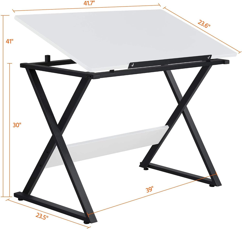 Yaheetech Height Adjustable Drafting Table, Tilting Art Desk, White | Sturdy ...