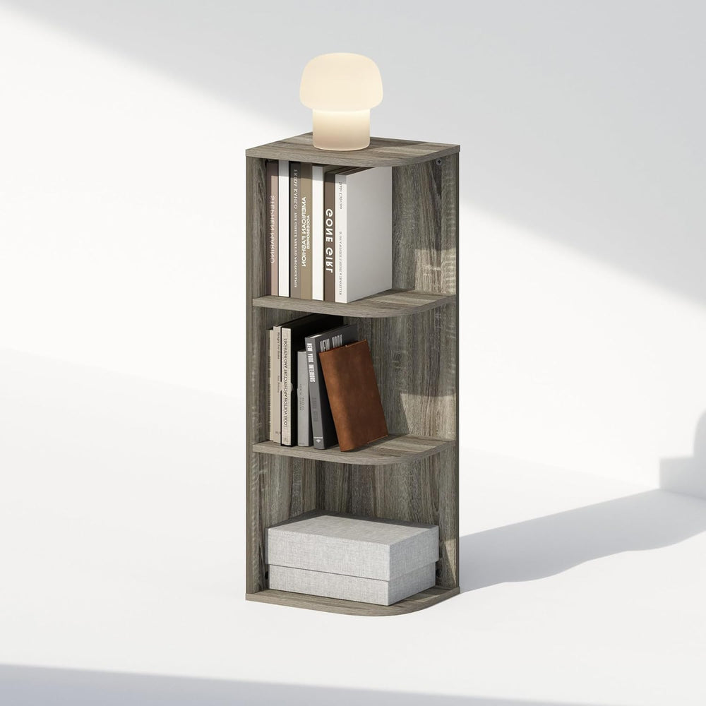 Furinno Reed Corner Shelf, 3-Tier Corner Bookshelf, Book Shelf, Corner Shelves