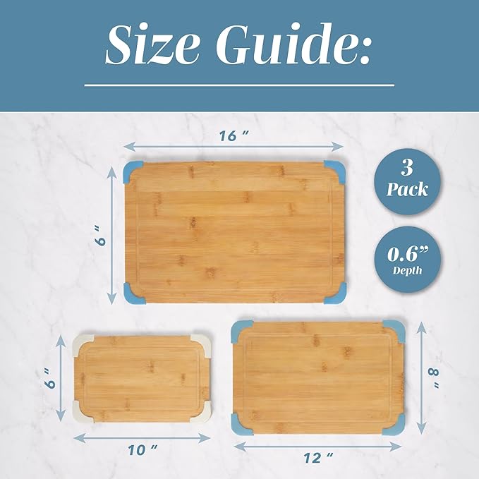 COOK WITH COLOR Non-Slip Cutting Board Set – Kitchen Essentials with Easy Grip