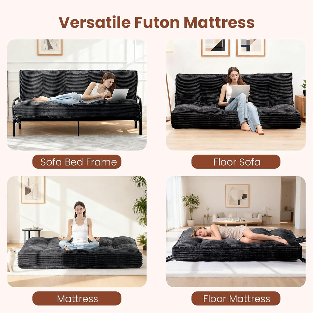 10" Futon Mattress Full Size,Futons Sofa Couch Bed with Straps, Thick Co...