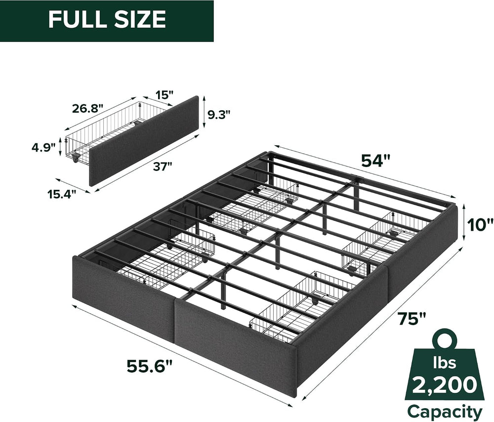 Zinus Maya Platform Bed Frame, Four Underbed Storage Drawers, Full