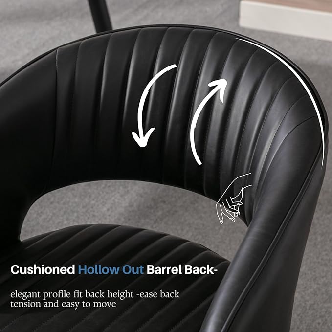 Faux Leather Dining Chairs Gold Legs, Modern Black PU Leather Dining Room Cha...