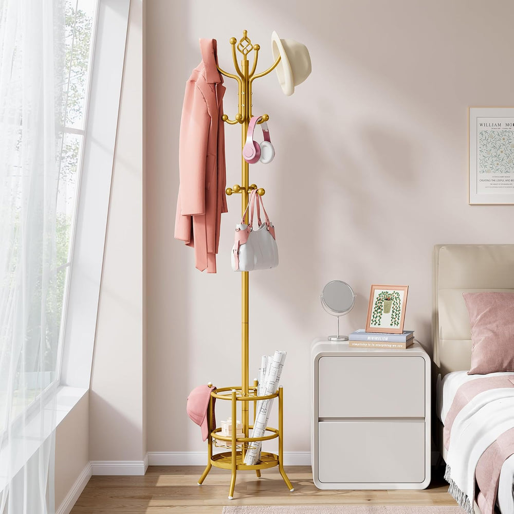 Tajsoon Coat Tree with Umbrella Holder, Coat Rack Freestanding, Coat Hangers ...