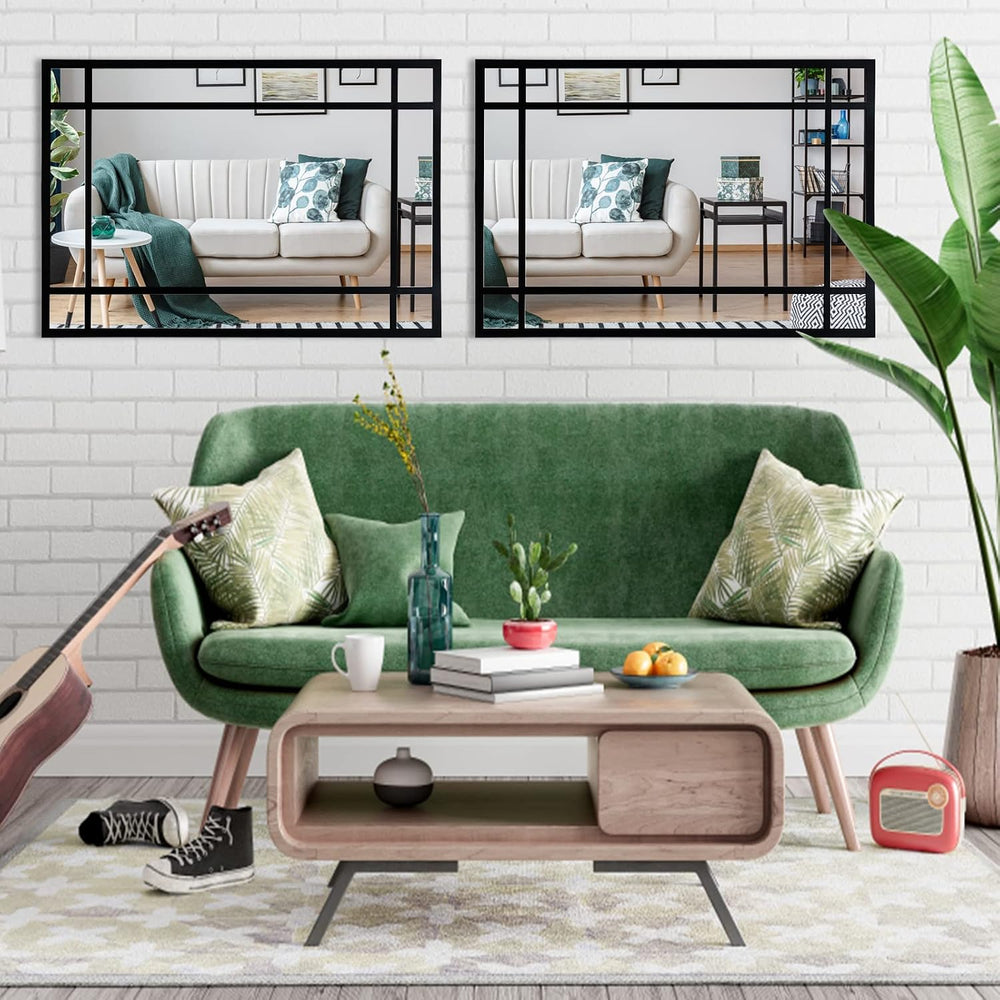 HQiJun Black Rectangle Mirror, Farmhouse Decorative Wall Mirror for Entryway,...