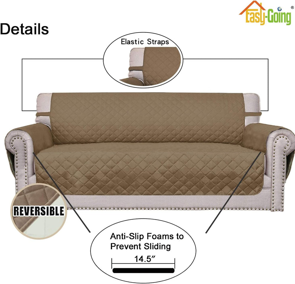 Easy-Going Reversible Couch Cover, 4 Seater Sofa, Camel/Ivory