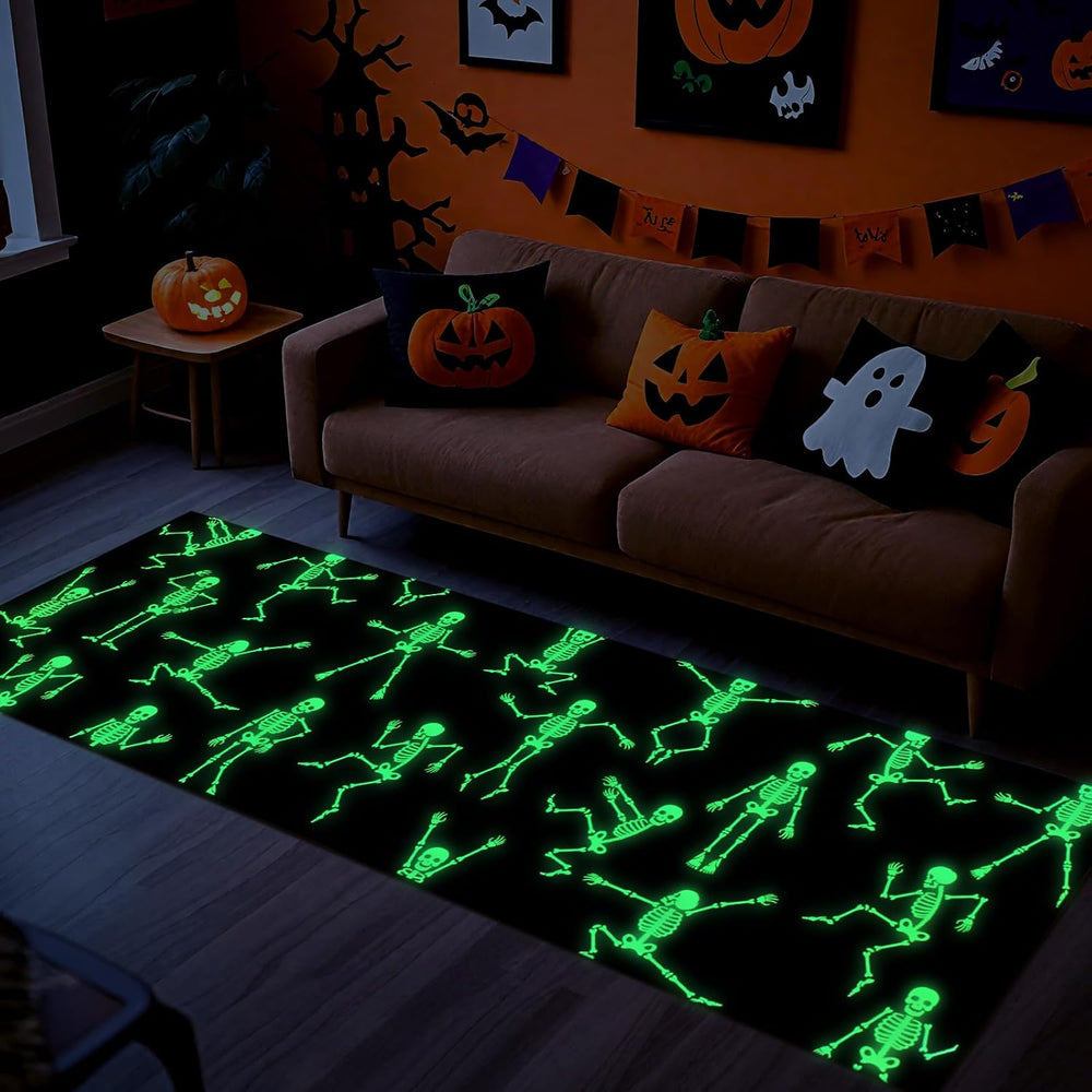 ASPMIZ Halloween Runner Rug, Glow-in-the-Dark Rug Runner Non Slip, Black Rugs...