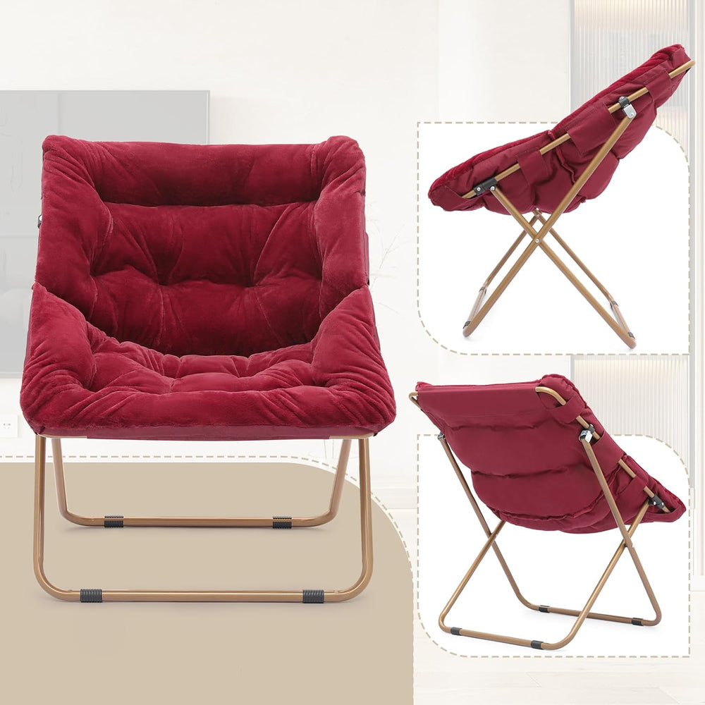 Athena Collection Saucer Chair for Adult, Square Comfy Cozy Chair,Red