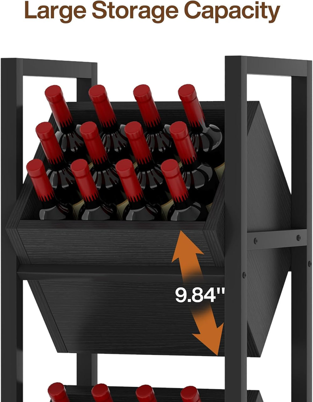 Tribesigns Wine Rack Freestanding Floor, 3 Tier Wooden Wine Storage Stand, Wo...