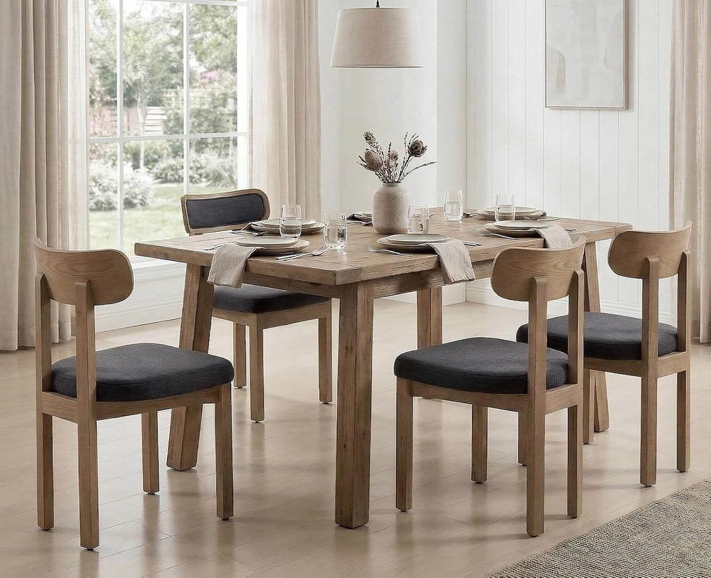 Linen Dining Chairs Set of 4, Mid Century Modern Upholstered Dining Room Chai...