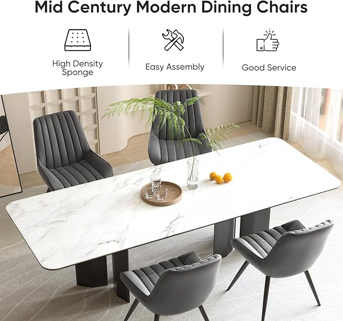 Nalupatio Modern Dining Chairs Set of 6, Comfy Dining Room Chairs with Thick ...