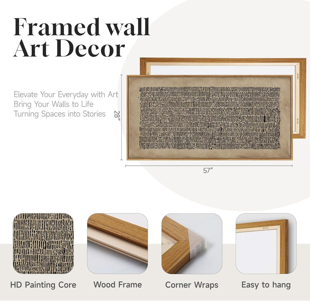 Large Framed Wabi Sabi Abstract Wall Art for Living Room, 60x30 Inch