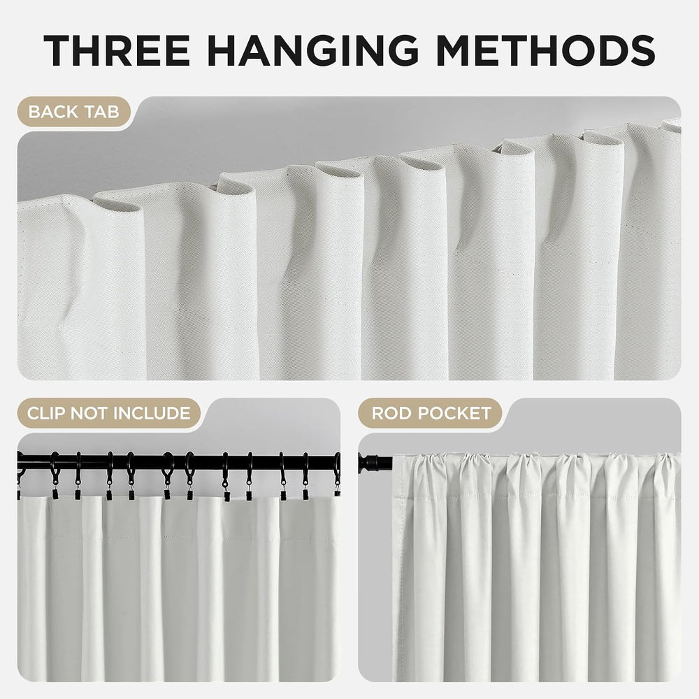 Joydeco White Blackout Curtains 96 Inches Long - 100% Blackout Curtain 2 Pane...