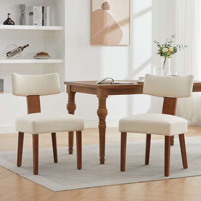 Dining Chairs Set of 6, Upholstered Fabric Kitchen Chairs with Solid Wood Leg...