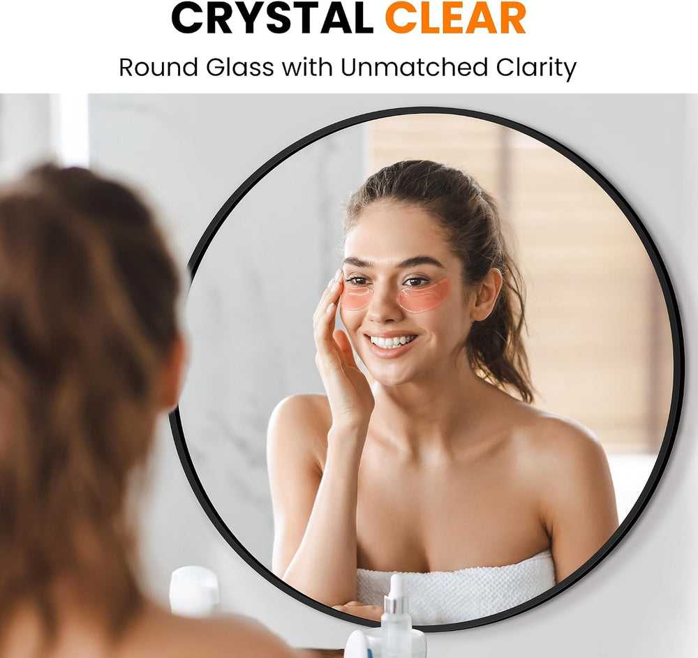 Black Round Bathroom Mirror, 2 Pack 22” Vanity Circle Wall Mirror