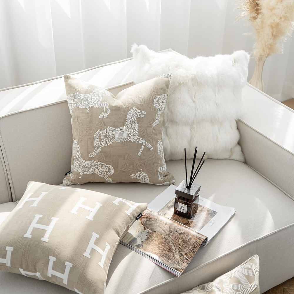 Croker Horse 20x20'' Inches Throw Pillow Cushion Cover - Beige Royal ...