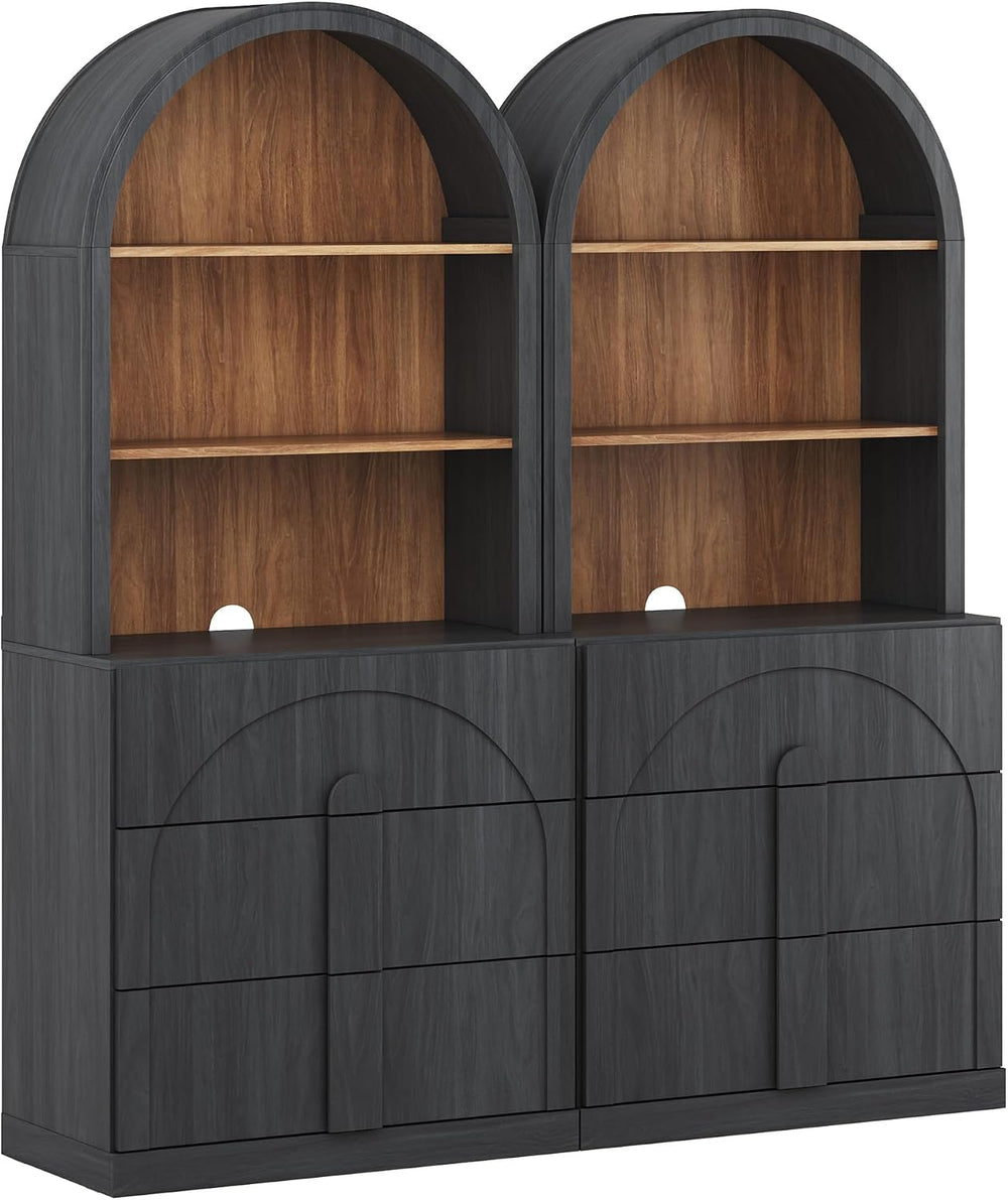 BELLEZE Bijou Storage Cabinet with Drawer, Set of 2 - Ebony