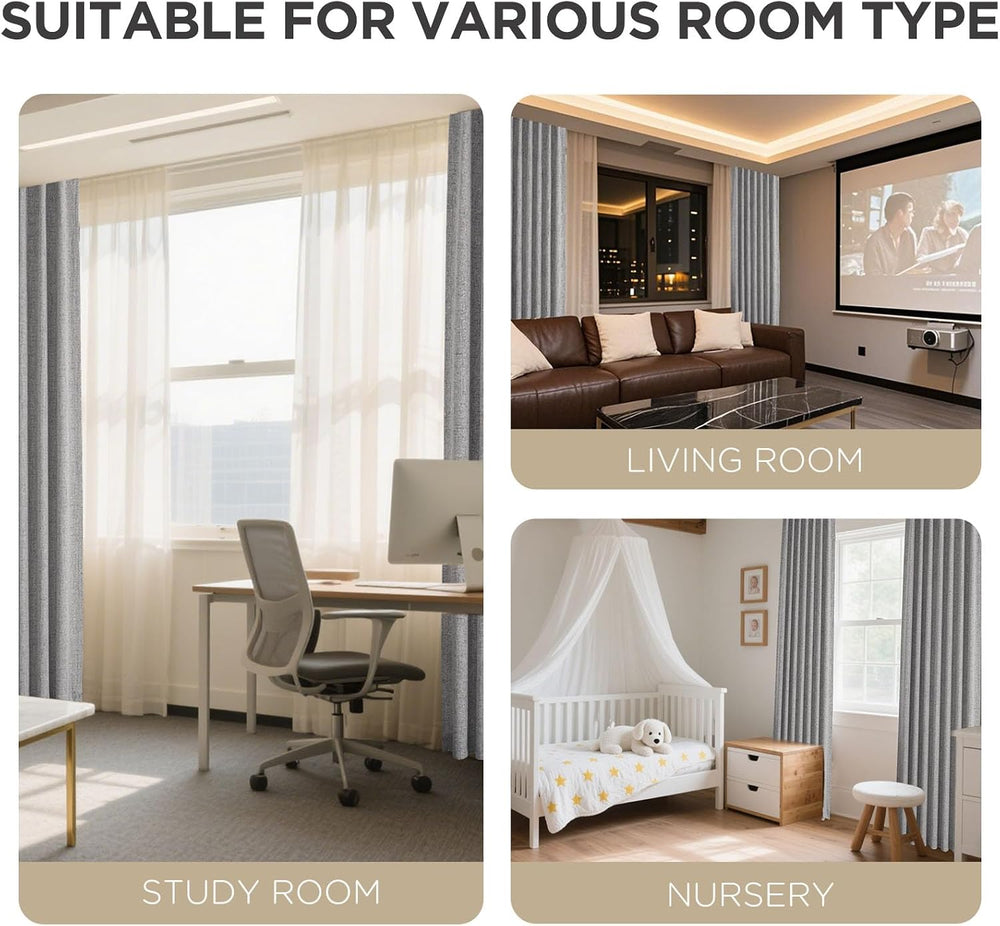 Joydeco 100% Blackout Curtains for Bedroom, Natural Linen Curtains, Thermal I...