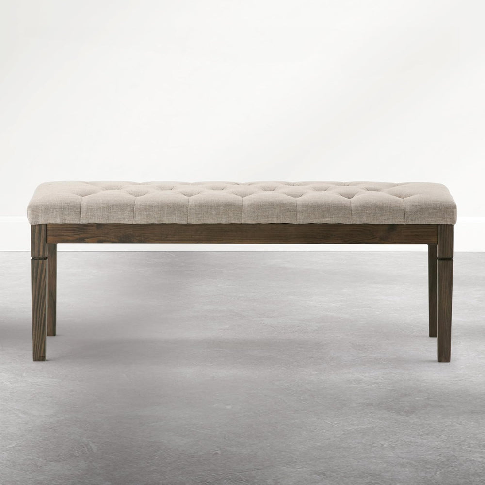 SIMPLIHOME Waverly Tufted Ottoman Bench - 48 inch Wide Upholstered Linen Look...